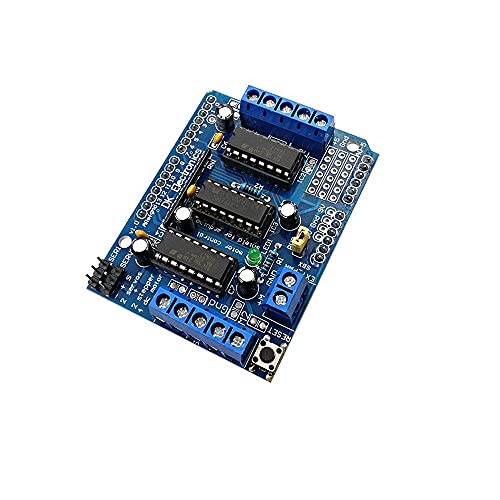 Treedix L293D DC Motor Drive Shield Stepper Motor Drive Shield Expansion Board Can Control DC/Stepping Motor/Steering Gear at The Same time Compatible with Arduino Duemilanove
