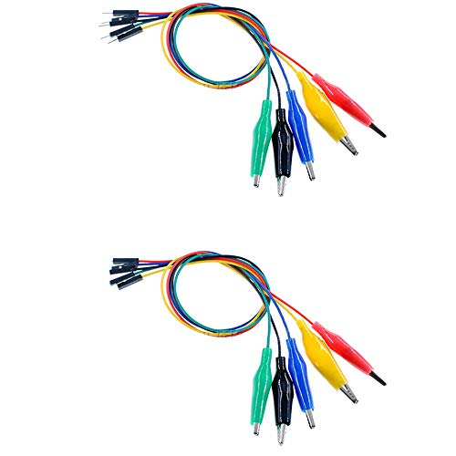 Treedix 10 Stück 12-Zoll-Krokodilklemmen für Steckplatinen-Überbrückungskabel, Prüfkabel, Krokodilklemmen für Stecker und Buchsen für Arduino, Steckplatine, Raspberry Pi (5 Stecker + 5 Buchsen)