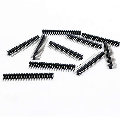 Treedix Encabezado de pines recto de doble fila de 2 x 20 pines macho de 0,1 pulgadas, compatible con Raspberry Pi Zero GPIO (Paquete de 10)