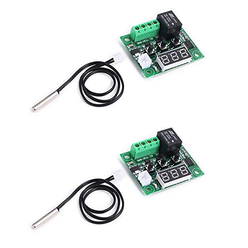 Treedix 2pcs XH-W1209 Digital Display Thermostat High Precision Temperature Controller Temperature Control Switch Miniature Temperature Control Board with Waterproof Probe