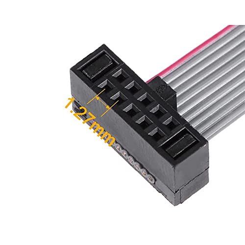 Treedix 2pcs JTAG Breakout Board Adapter Converter SWD Breakout Jtag Debug Board with 2 Row 1.27/2.54mm Pitch 10pins Female to Female IDC Connector Flat Flexible Gray Ribbon Jumper Cable 200mm for J-Link
