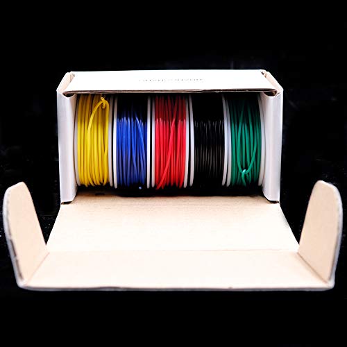 Treedix Solder Copper Hookup Wire Wrapping Jumper Wire Core Tinned PVC Coated Tin Plated 105 Celsius Cable Roll