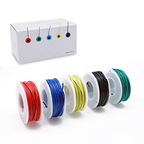 Treedix Solder Copper Hookup Wire Wrapping Jumper Wire Core Tinned PVC Coated Tin Plated 105 Celsius Cable Roll