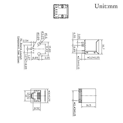 Treedix 10個/セット ネットワーク イーサネット シールド RJ45 8P8C シングル ネットワーク ポート 8P 8C メス ソケット コネクタ 8ピン PCB用