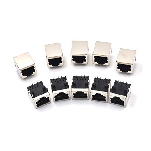 Treedix 10個/セット ネットワーク イーサネット シールド RJ45 8P8C シングル ネットワーク ポート 8P 8C メス ソケット コネクタ 8ピン PCB用