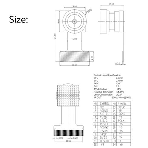 Treedix OV2640 Camera Module 140 Degree Wide Angle CMOS 2MP Camera Mini Camera Module