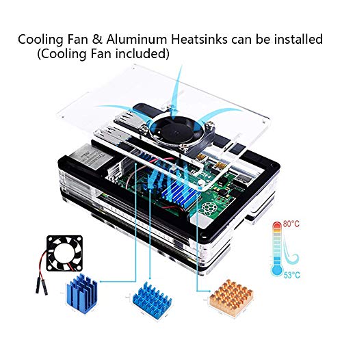 Caja Acrílica Treedix Placa Experimental Compatible con Placa Base con Ventilador de Enfriamiento Compatible con Raspberry Pi 4B