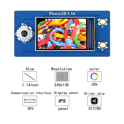 Treedix Compatible with Raspberry Pi Pico 1.14inch LCD Display Module 65K RGB Colors 240×135 Pixels with SPI Interface