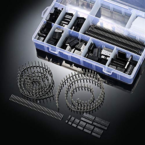 Treedix 1450PCS 2.54mm PCB Jumper Wire Pin Header Connector Female Male 40Pin Box Packaging Kit Electronic Components Set Compatible with Arduino Dupont