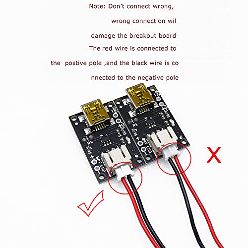 Treedix 2pcsUSB LiPo Battery Charger Board with Battery Protection JST Socket with LED Indicator Charging Rate Adjustable Automatic Power-Down Thermal Regulation