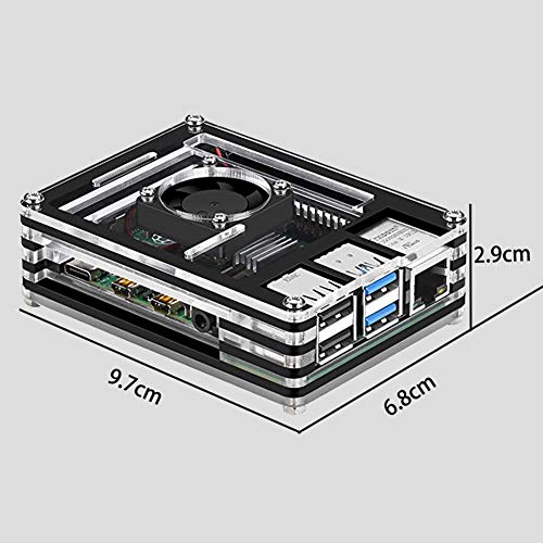 Caja Acrílica Treedix Placa Experimental Compatible con Placa Base con Ventilador de Enfriamiento Compatible con Raspberry Pi 4B