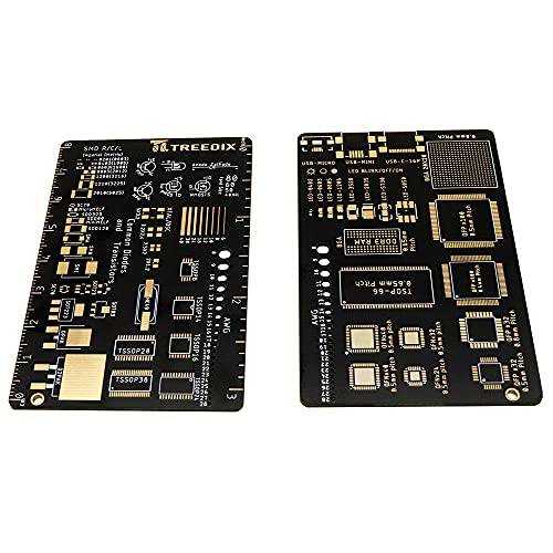 Treedix 2 Stück multifunktionales PCB-Lineal, 7,6 cm, Messwerkzeug, Farbwellenlänge, Schottky-Diode, Zener-Dioden-Widerstand, Kondensator-Chip, IC, SMD-Dioden-Transistor für Leiterplatten von Elektronikingenieuren