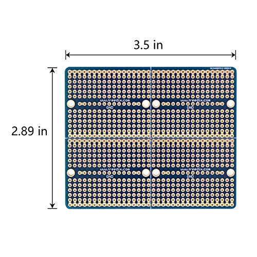 Treedix 4 pcs Universal Board Solderable BreadBoard Split Design PCB Prototype Shield Board Double Sided Tinned Gold Plated Holes Compatible with Arduino Kit Raspberry Pi Prototyping and Testing