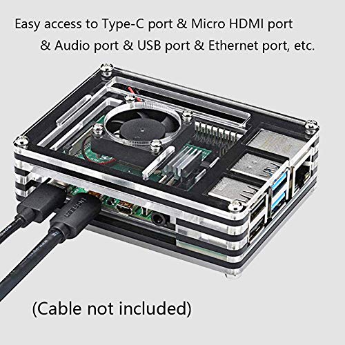 Caja Acrílica Treedix Placa Experimental Compatible con Placa Base con Ventilador de Enfriamiento Compatible con Raspberry Pi 4B