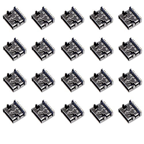 Treedix 20 Stück USB Typ C 3.1 Buchse Anschlussbuchse Jack Port 16-polig Ersatzadapter Jack-Buchse für Datenübertragung, Aufladen