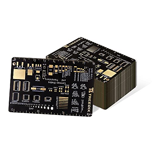 Treedix 2 Stück multifunktionales PCB-Lineal, 7,6 cm, Messwerkzeug, Farbwellenlänge, Schottky-Diode, Zener-Dioden-Widerstand, Kondensator-Chip, IC, SMD-Dioden-Transistor für Leiterplatten von Elektronikingenieuren