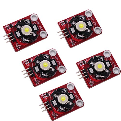 Treedix 5 pezzi Modulo LED Bianco ad Alta Potenza FAI DA TE 3W 180~210lm 6000~7000K Compatibile con Arduino (Funziona con le schede Arduino ufficiali)