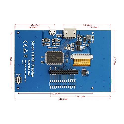Treedix 5 Inch TFT LCD Display LCD Monitor 800×480 Color Touch Screen Module with Touch Pen Compatible with Raspberry Pi 3B+/4B