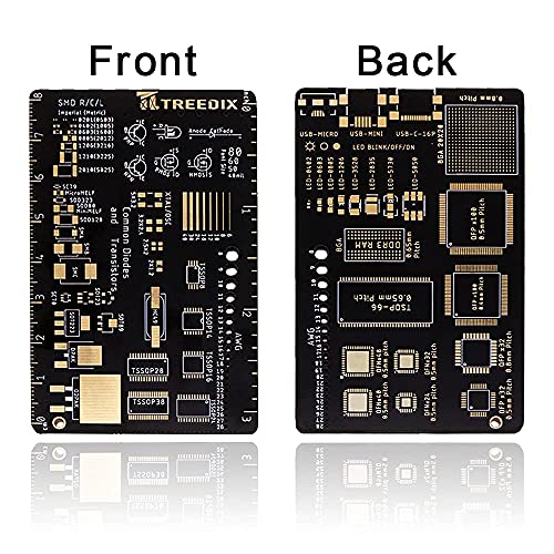 Treedix 2 Stück multifunktionales PCB-Lineal, 7,6 cm, Messwerkzeug, Farbwellenlänge, Schottky-Diode, Zener-Dioden-Widerstand, Kondensator-Chip, IC, SMD-Dioden-Transistor für Leiterplatten von Elektronikingenieuren