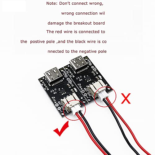 Treedix 2pcsUSB LiPo Battery Charger Board with Battery Protection JST Socket with LED Indicator Charging Rate Adjustable Automatic Power-Down Thermal Regulation