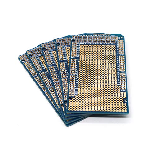 Treedix 5 pcs Prototype Shield Board Compatible with Arduino Mega 2560 Solderable Universal BreadBoard PCB Double Sided Tinned Gold Plated Holes