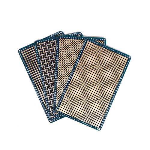 Treedix 4 pcs Solderable BreadBoard Universal Board PCB Prototype Shield Board Double Sided Tinned Gold Plated Holes Compatible with Arduino Kit Raspberry Pi Shield Prototyping and Testing