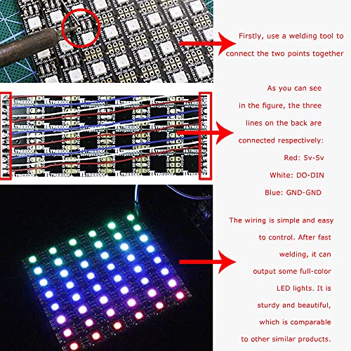 Treedix 48pcs RGB LED WS2812B 5050 Light Board Light Matrix Strip Driver Board Individually Addressable for Arduino and Raspberry Pi