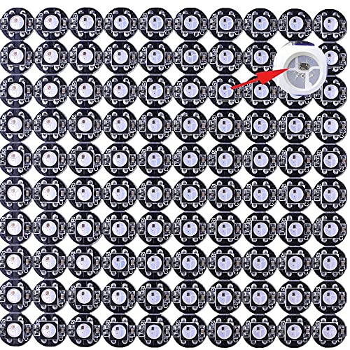 Treedix 100pcs WS2812B Addressable 5050 SMD Smart RGB LED Pixel Light on White Heat Sink PCB Board 5V DC(RGB White PCB)